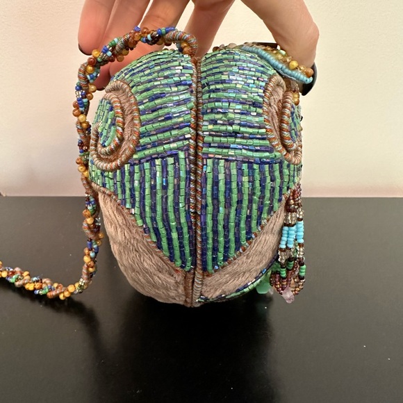 Vintage Mary Frances Beaded Turquoise Multi Color Bird Purse - Picture 15 of 16
